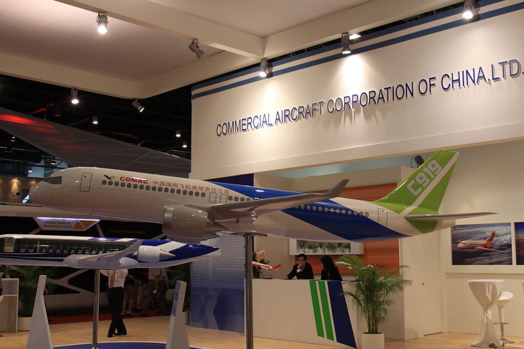 Display of COMAC aircraft models