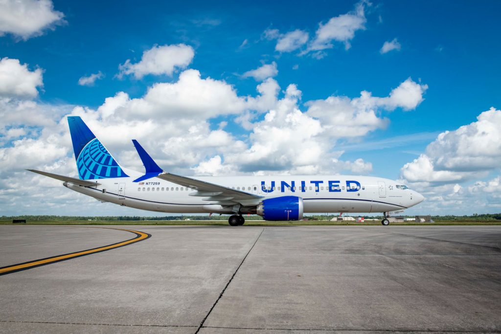 A United Airlines 737 MAX on the tarmac