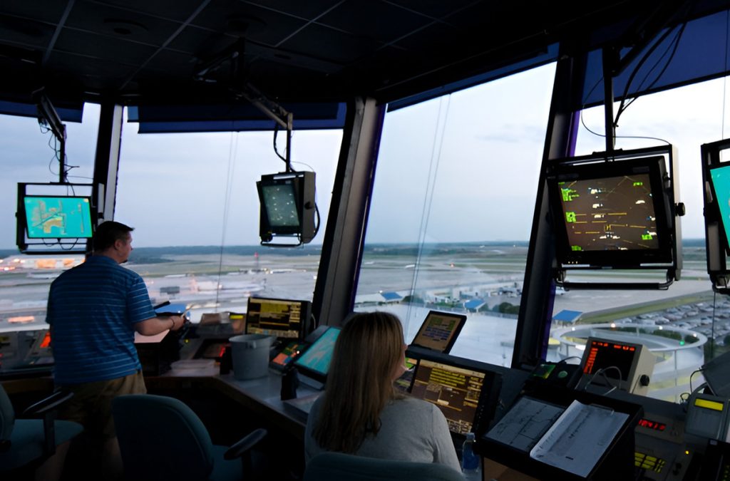 Air traffic controllers in tower