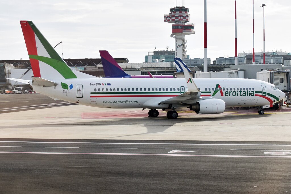 An Aeroitalia aircraft on the tarmac