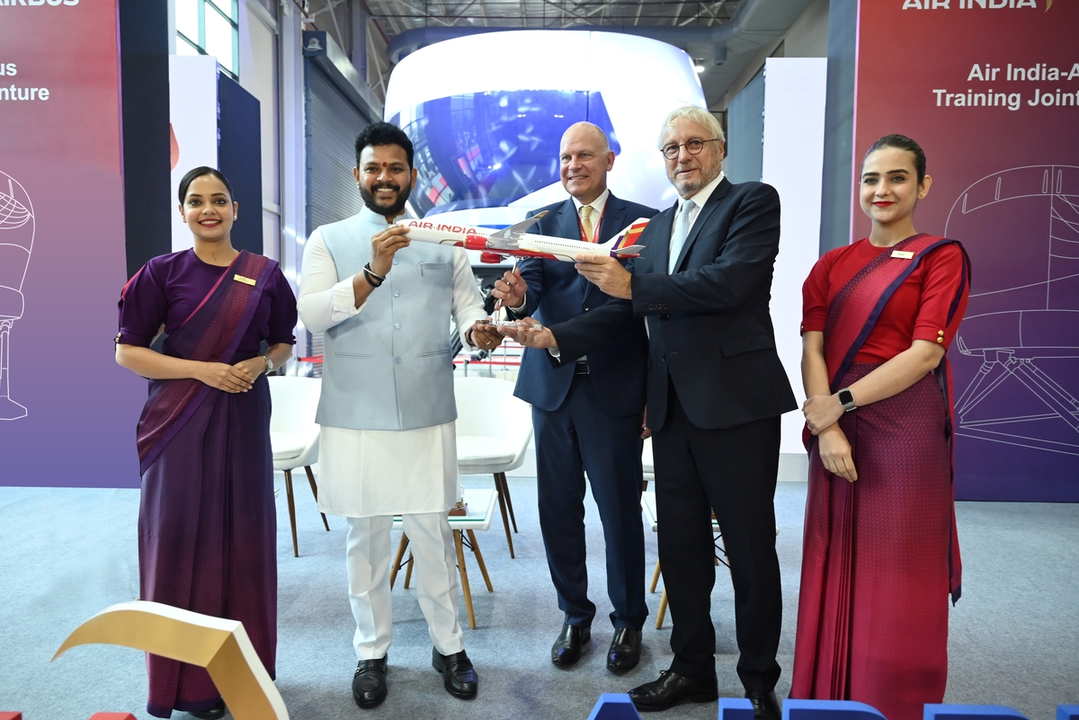 Air India and Airbus staff at opening of pilot training centre