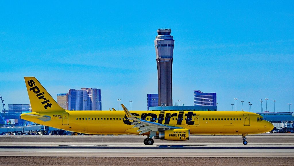 A Spirit Airlines Airbus on the taxiway