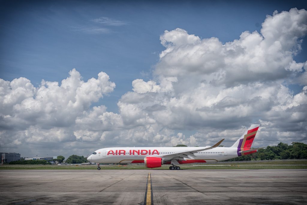 An Air India Airbus A350 on the tarmac