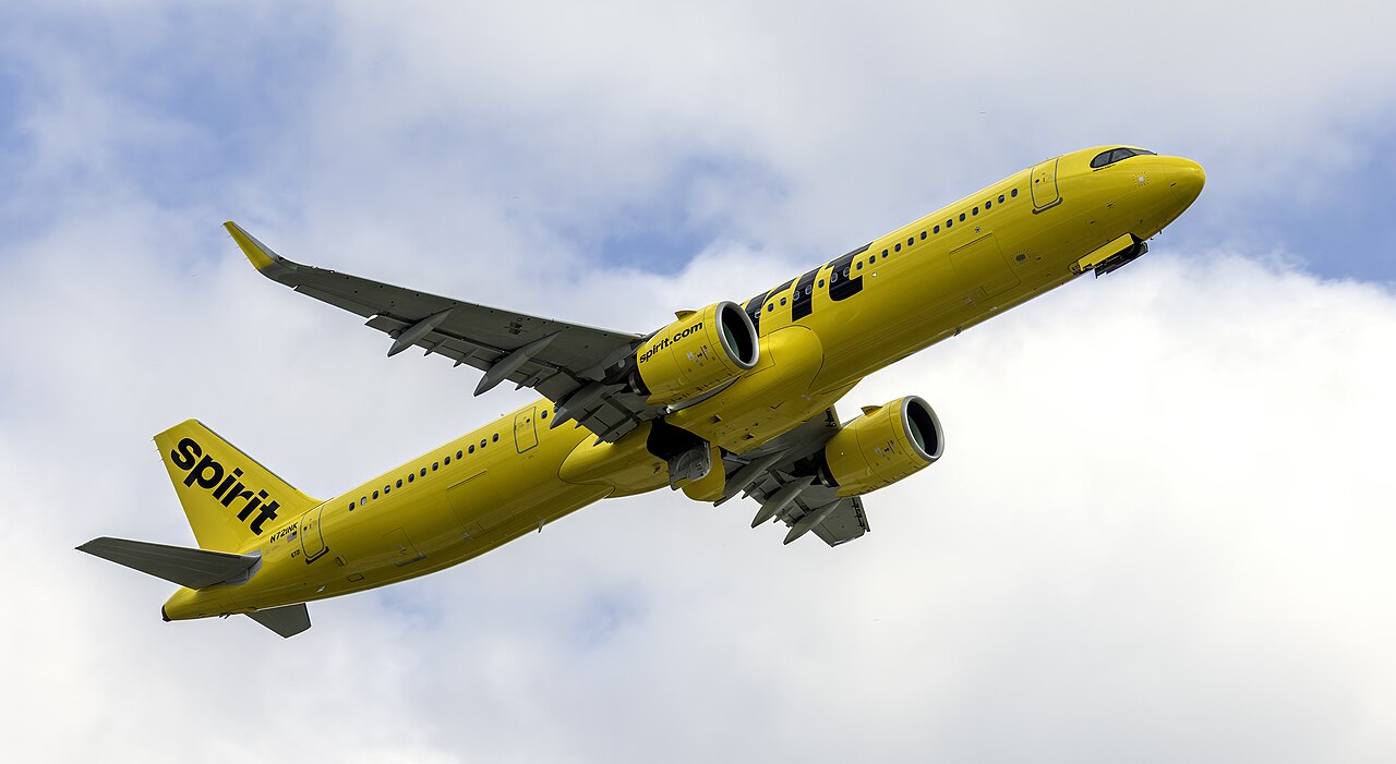 A Spirit Airlines A321neo on climb