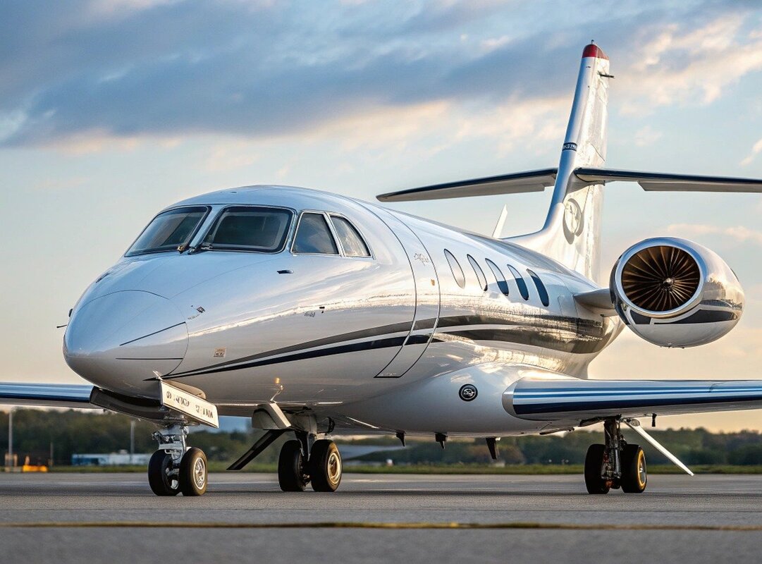 A business jet on the tarmac