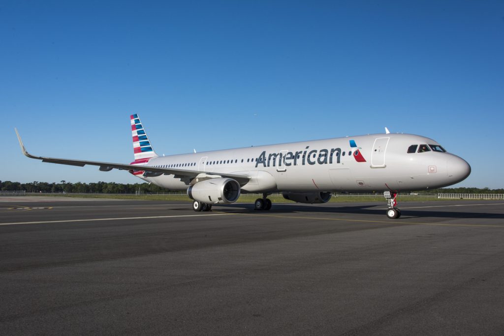 An American Airlines A320neo at the Airbus Mobile Alabama facility